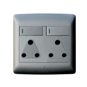 Double Socket Wall Plug Silver S3