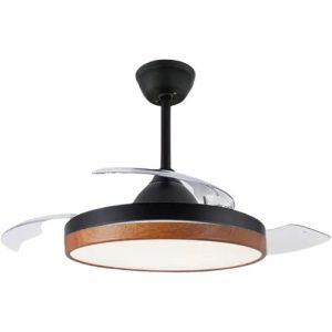 Led Ceiling Fan With Foldable Blades Black Wood