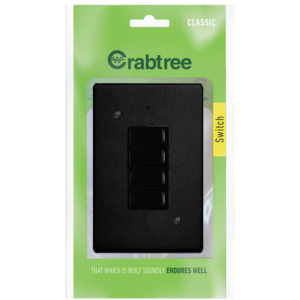 Crabtree 4 Lever Light Switch 2x4 Black