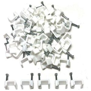 Flat Cable Clips 12.5mm White - 100 Pack