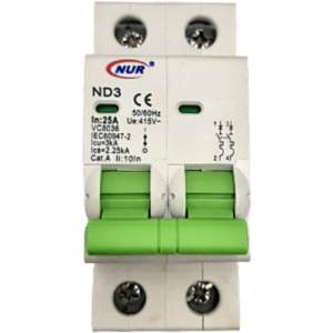 NUR Din Circuit Breaker 2P 3KA 63A