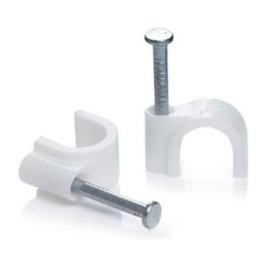 Round Cable Clips 7mm White - 100 Pack