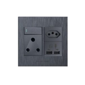 HT 2x16A/1x5A/2xUSB Socket 4x4 Graphite