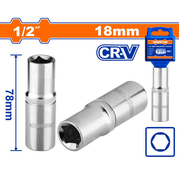 Wadfow Hex Deep Socket 18mm 18x78mm